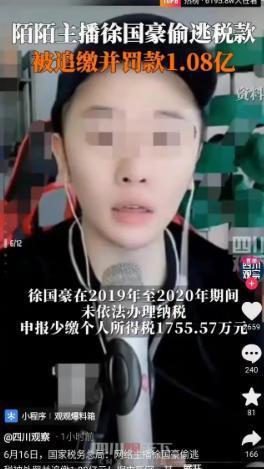 主播徐国豪偷逃税被处罚1.08 亿 不就是罚款 道歉,又不用坐牢